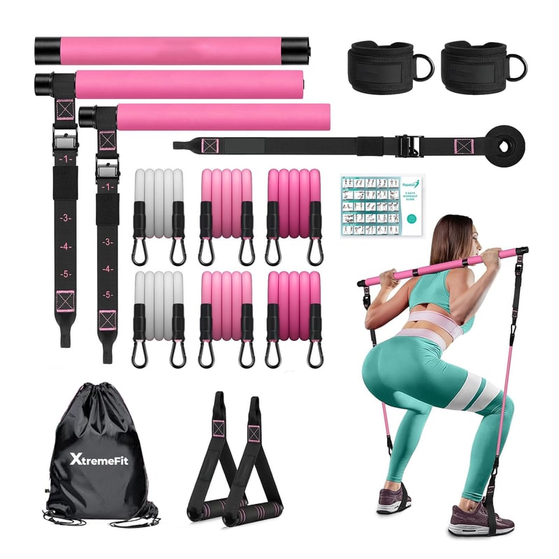 BREAKING LIMITS Pilates Bar Set - Barra Elastici Fitness - Pilates Fit Bar Multifunzione - Barra Di Resistenza Regolabile E Rimovibile Con Diverse
