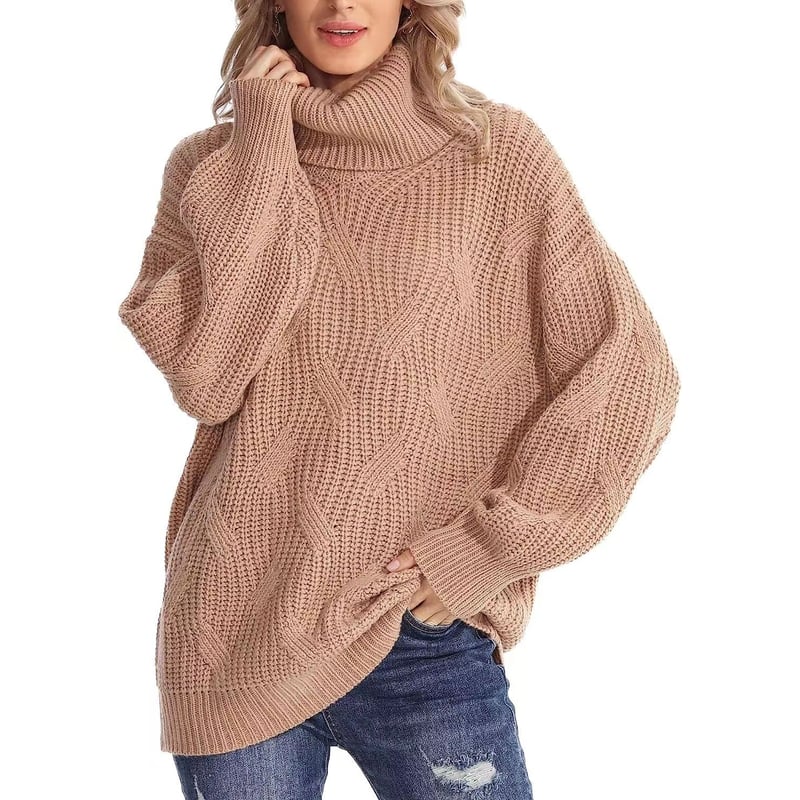 Sueter de punto con cuello alto para Mujer Beige