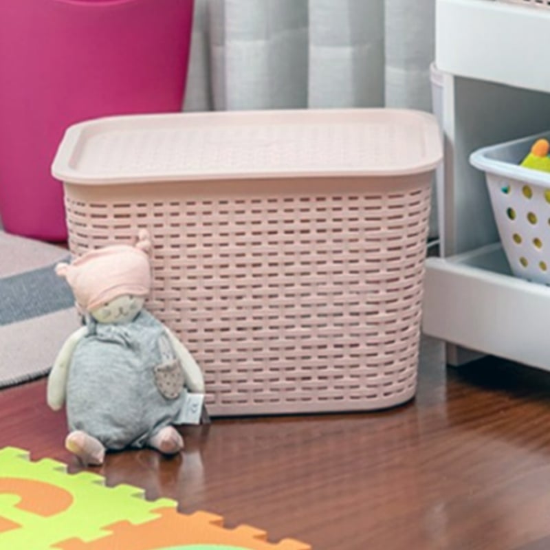 Canastilla Canasta Organizadora Multiusos Rattan 22 Litros Rosa ...