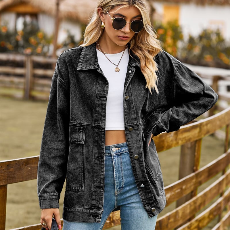 Chaqueta de mezclilla mujer negra hotsell