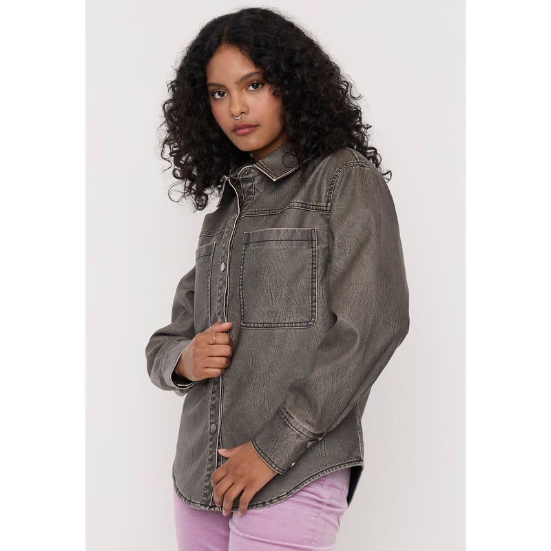CORONA Sobrecamisa Mujer Ecocuero Gris Corona falabella