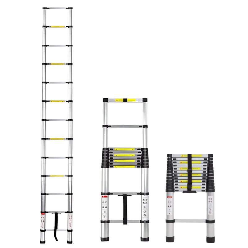 Escalera Telescópica De Acero Inoxidable 2.6 M - Bloqueo Automático, Carga 150 Kg, Ligera Y Portátil