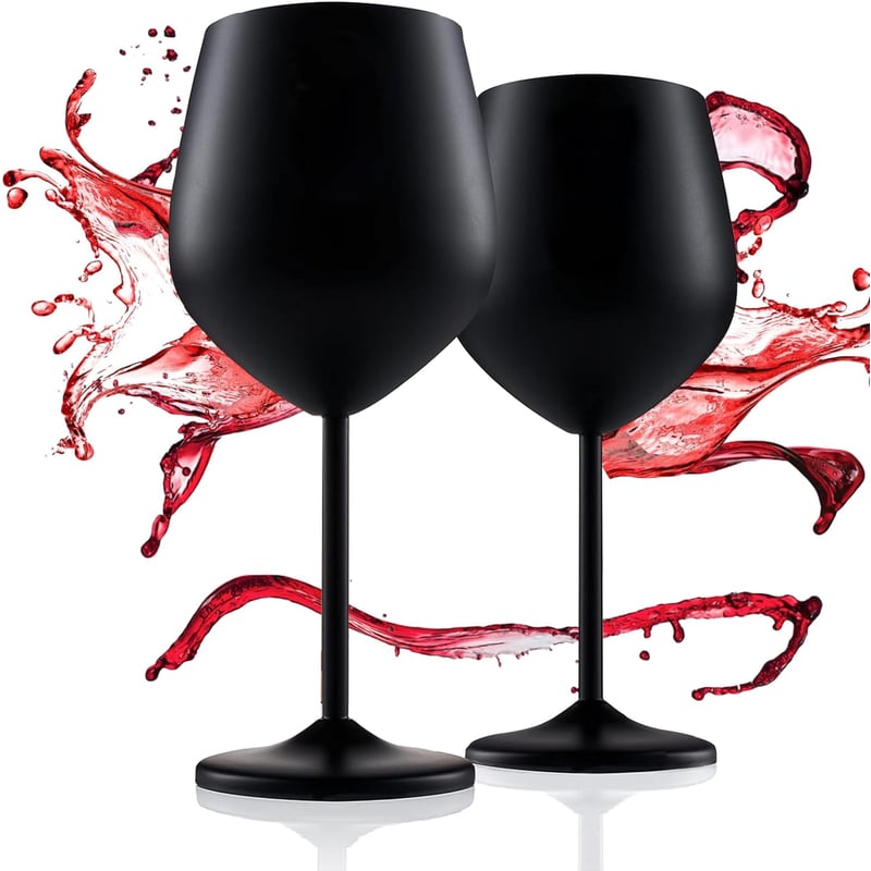 ARTDIY Set de 2 Copas de Vino de Acero Inoxidable Vasos y Copas Negro ...