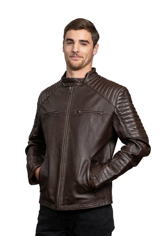 TODOPIEL Chaqueta de Cuero Hombre Café Todopiel | falabella.com