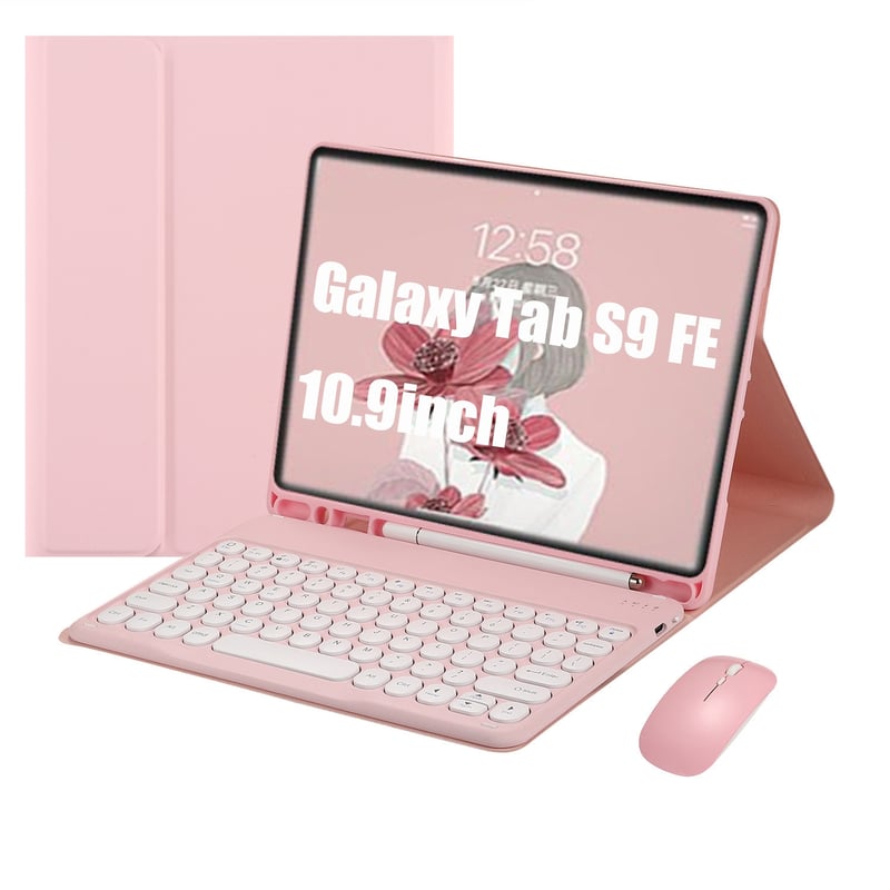 SHARGE Teclado y Raton Bluetooth para Galaxy Tab S9 FE 10.9in Rosa Espanol falabella