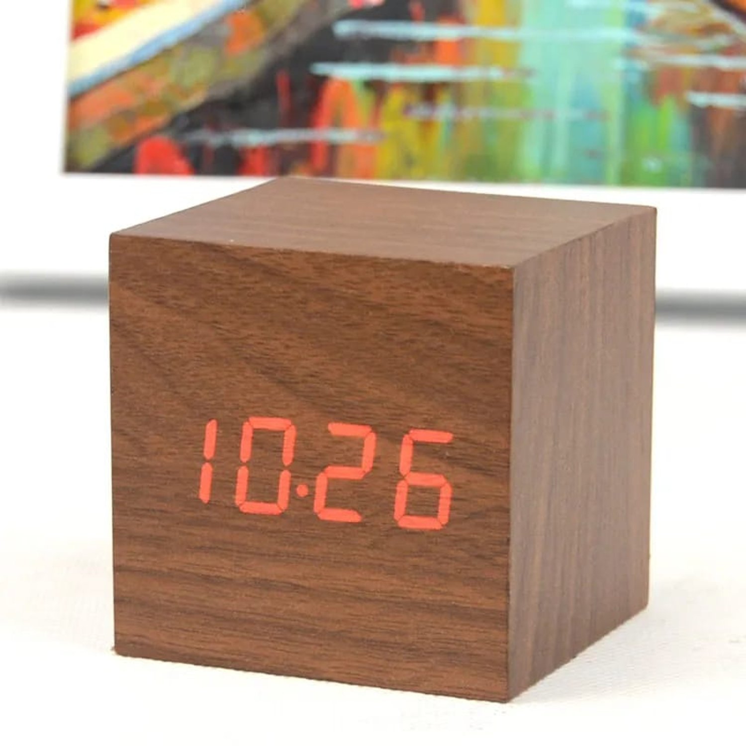 Reloj Digital Despertador De Madera Rojo Sodimac Chile