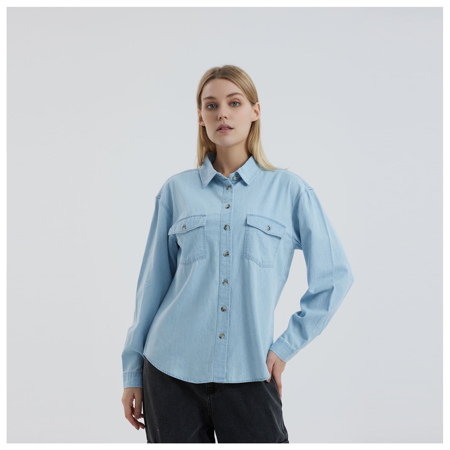 FASHION S PARK Blusa Mujer Larga Azul Claro Fashion s Park falabella