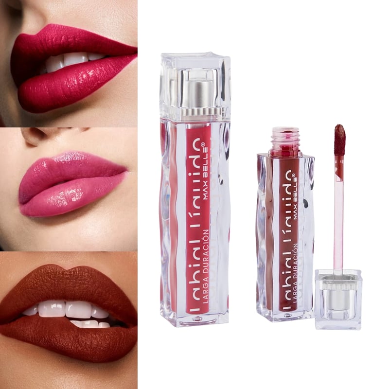 MAX BELLE Labial Liquido 24hrs De Larga Duracion Tonos Llamativo Pack4 ...