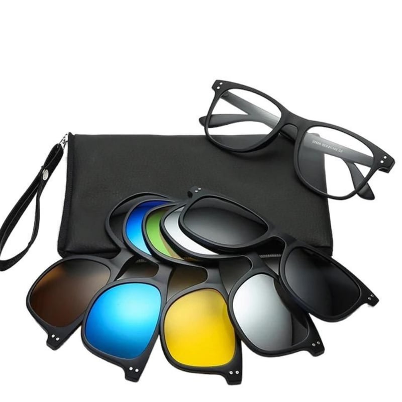 GENERICO Sobre lentes 5 en 1 gafas clip on magneticas armazon optico sol noche 2282 falabella