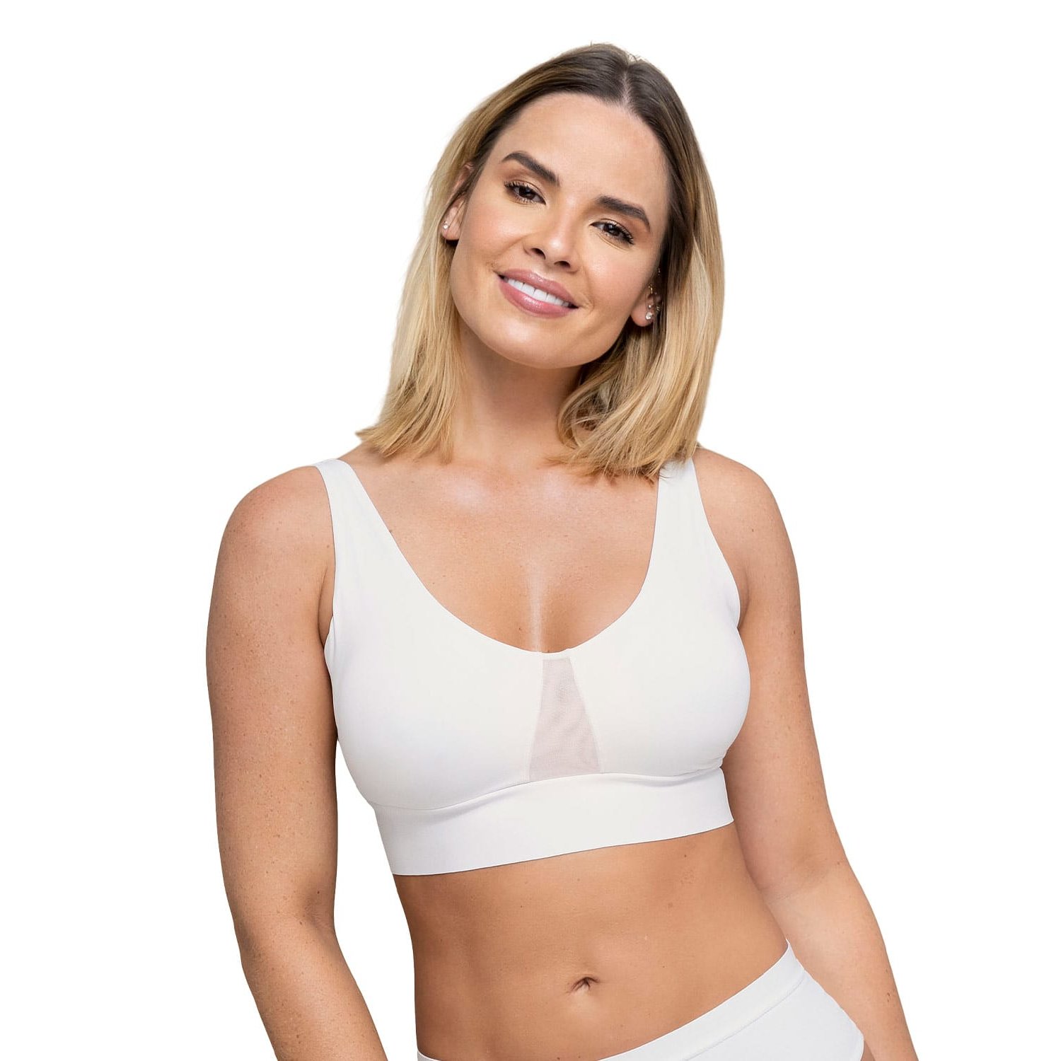 LEONISA Sosten tipo top de copas extraibles totalmente comodo y liviano Flexi Brastop 091048 Blanco falabella