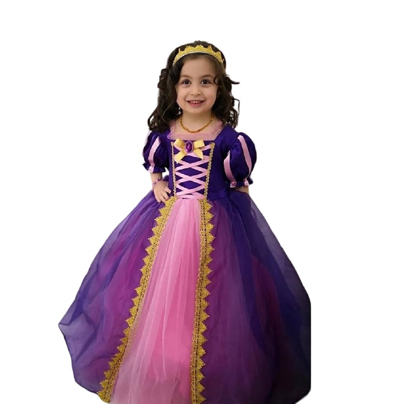 Disfraz De Princesa Luminosa Rapunzel Con Luces LED | Vestido, Corona Y Varita Brillante | Set Completo Con Accesorios Para Fiestas Y Cosplay
