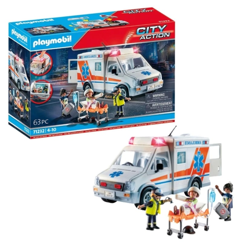 Playmobil Ambulancia Con Luces Y Sonido (5952) – Juego De Rescate Para Niños De 4 A 10 Años, Con Sirena Y Figuras Articuladas
