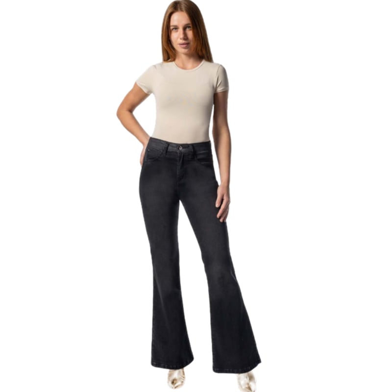 Mohicano Jean Modelo 3629 Tiro Alto Cintura Flare Push Up