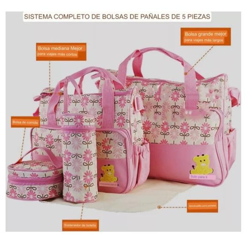 GENERICO Conjunto Bolso Maternal Bebe Azul falabella