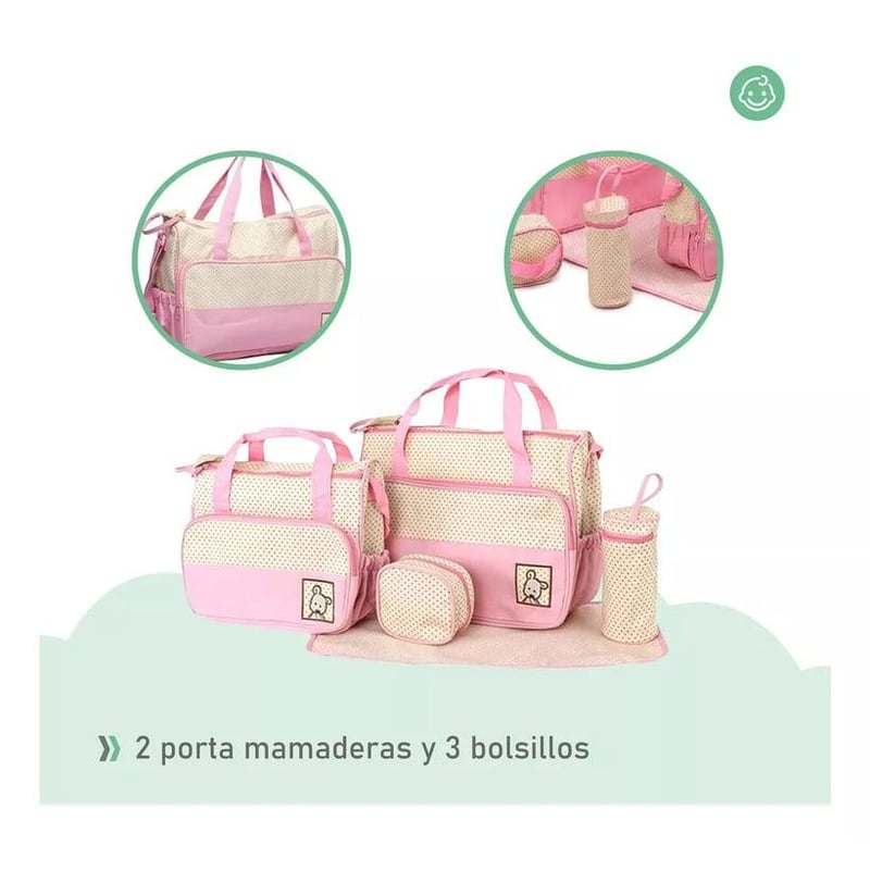 GENERICO Set Completo Bolso Maternal Metinca Rosa falabella