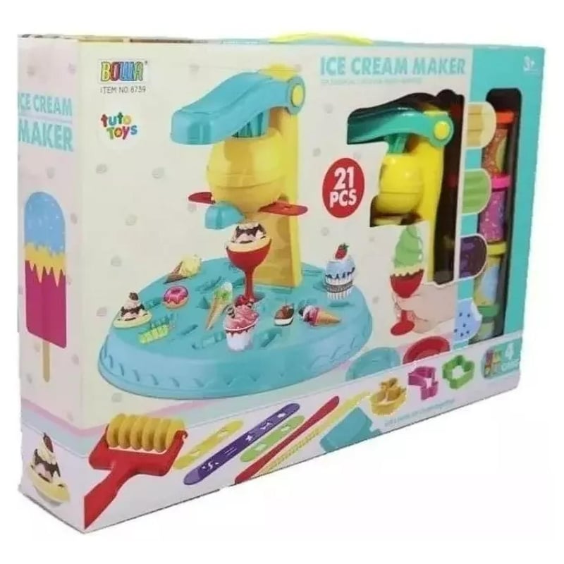 GENERICO - Juguete Set Maquina De Helados Con Plasticina 21 Piezas
