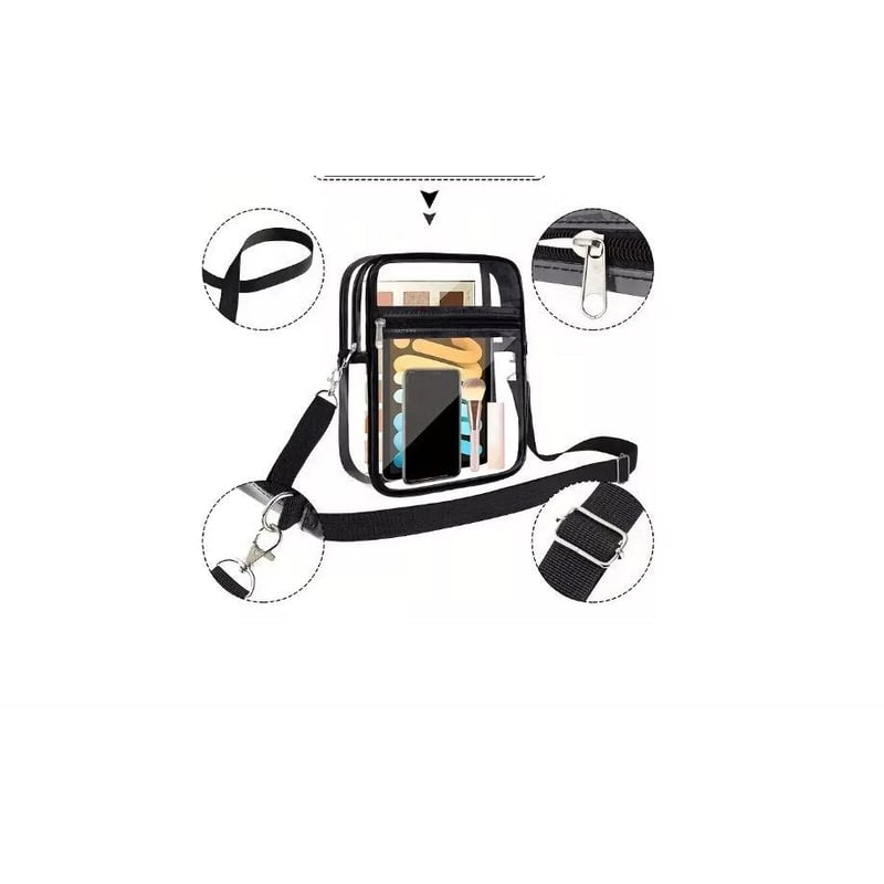 GENERICO Bolso Transparente Negro Ajustable Estilo Moderno falabella