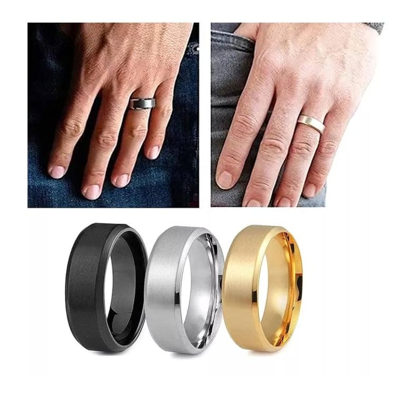 GENERICO Set de Anillos Minimalistas Hombre 3 unidades falabella