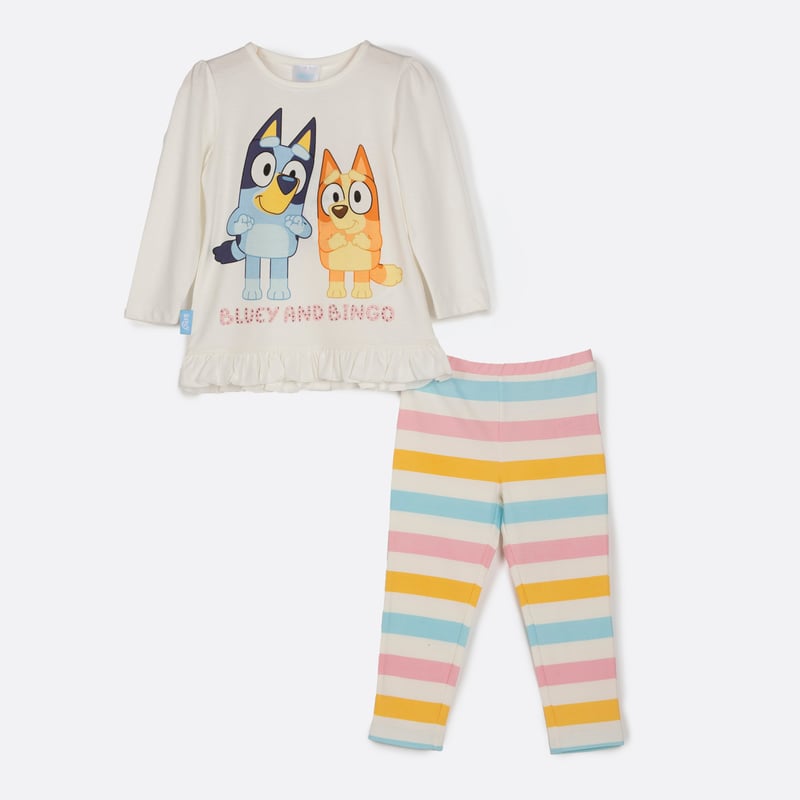 BLUEY Conjunto Niña Rayas Blanco Bluey | falabella.com