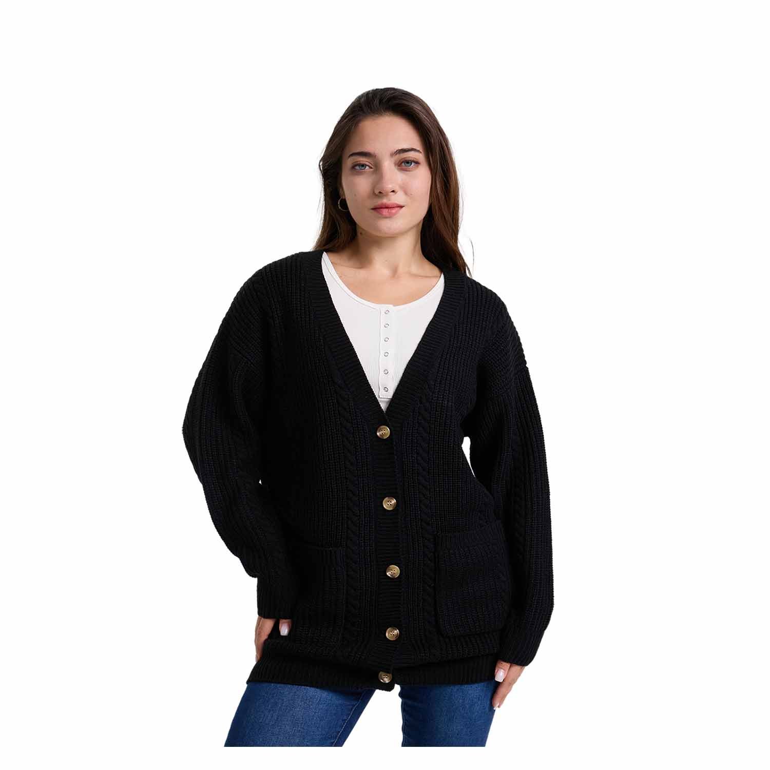 Sueter negro abierto sale