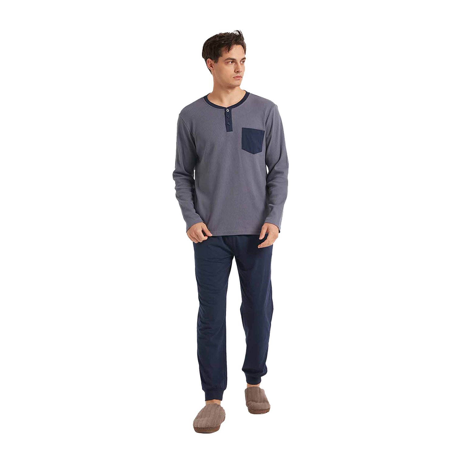 FASHION S PARK Pijama Hombre Con Pata Y Boton Azul Fashion s Park falabella