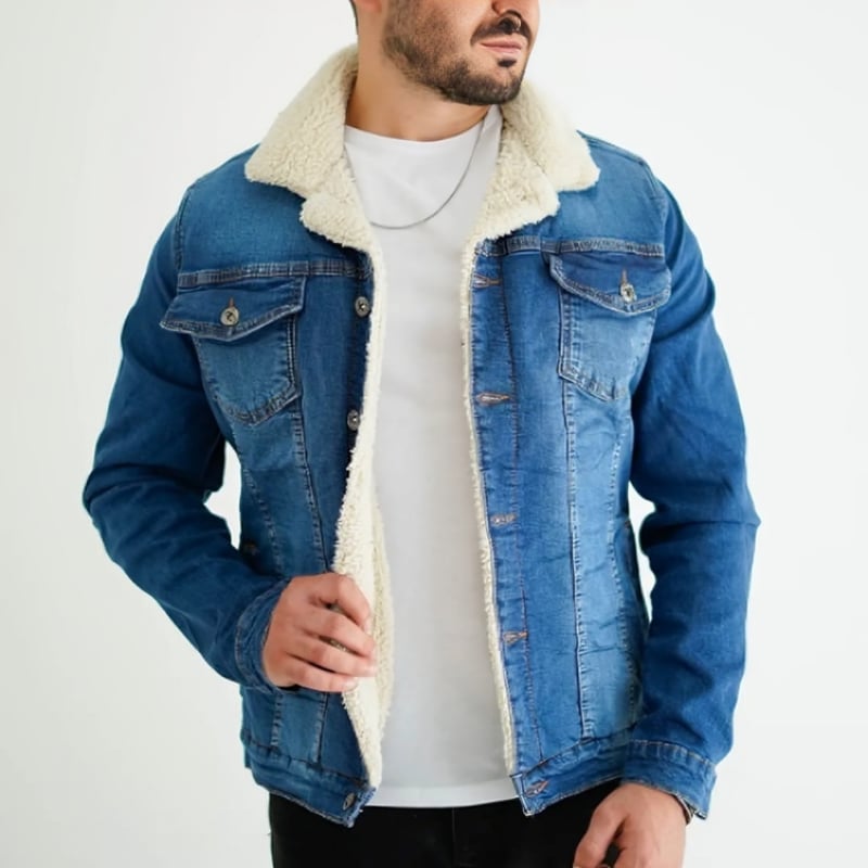 Chaqueta jeans con chiporro hombre shop