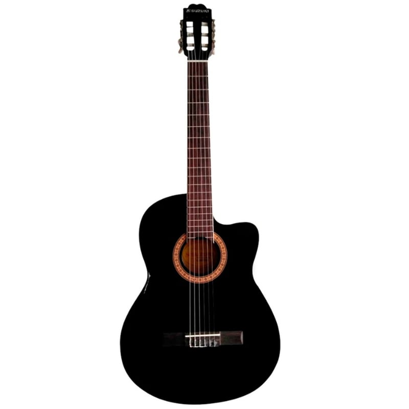 SUZUKI - Guiarra Electroacústica Negra con Funda SUZUKI SCG-2 SCE BK