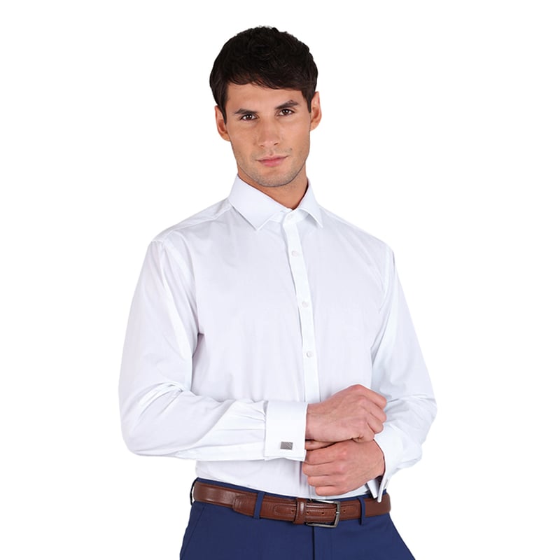 ARROW Camisa Cuello Italiano Puno Doble Colleras Tailored Fit Blanco ARROW falabella