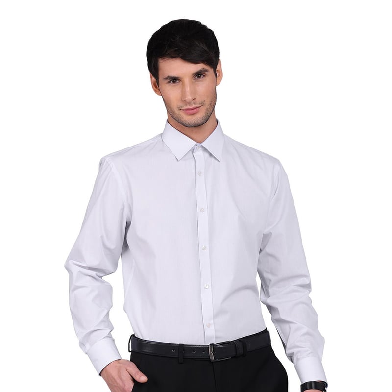 Camisa Hombre Formal Tailored Fit Cuello Italiano Sin Bolsillo Gris