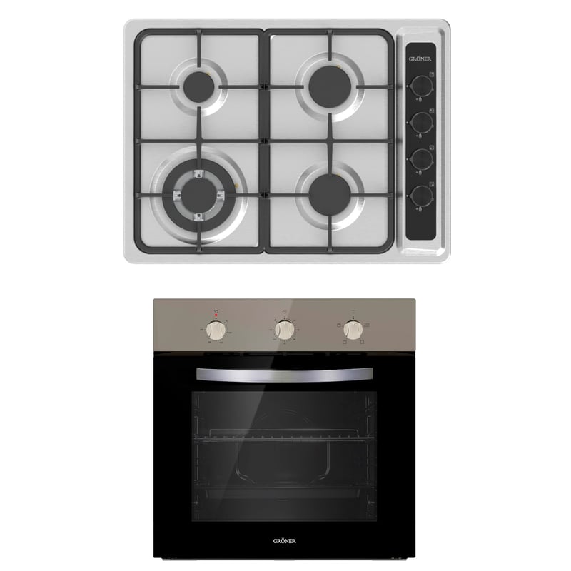 GRONER Kit Horno Encimera a Gas Inox 4Q | falabella.com
