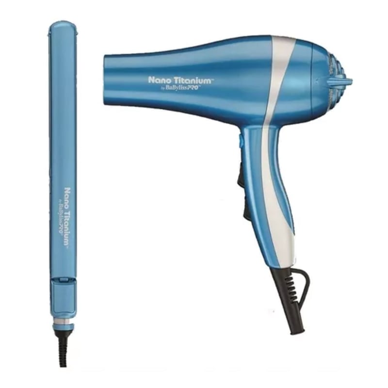 BABYLISS PRO - Kit BabylissPro Plancha UltraDelgada y Secador Ionic Celeste 2UN