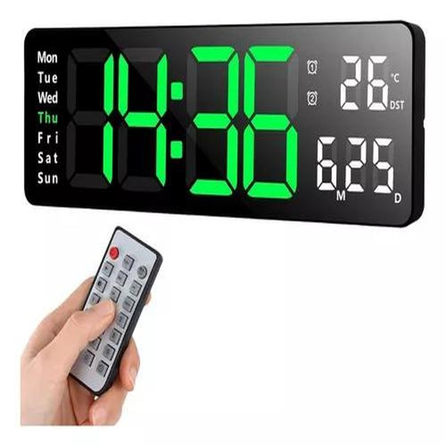 GENERICO Reloj de Pared Digital LED Grande con Control Remoto y Despertador falabella
