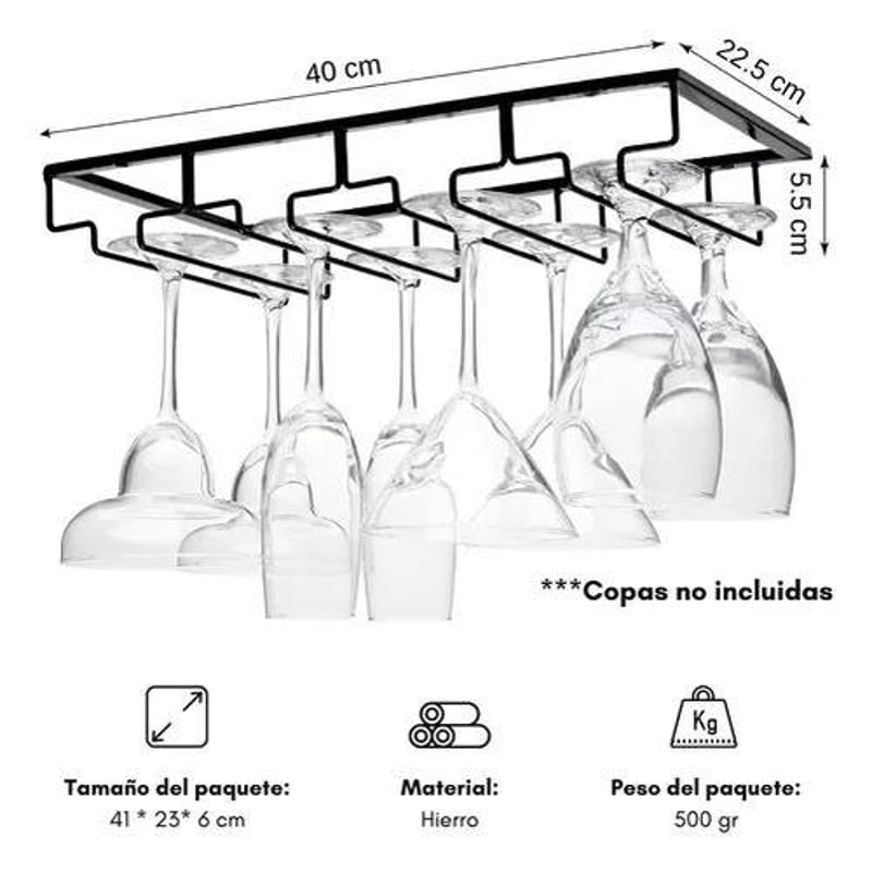 GENERICO Estante para Copas de Vino - Gabinete y Repisa para 12 Copas ...