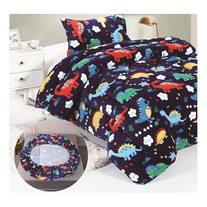 Sábana Bajera Ajustable 90x190x30 Cm - Microfibra Cepillada Suave - Diseño Río Y Caballo En El Bosque - Incluye 2 Fundas De Almohada 50x75 Cm - Para Niños Y Niñas