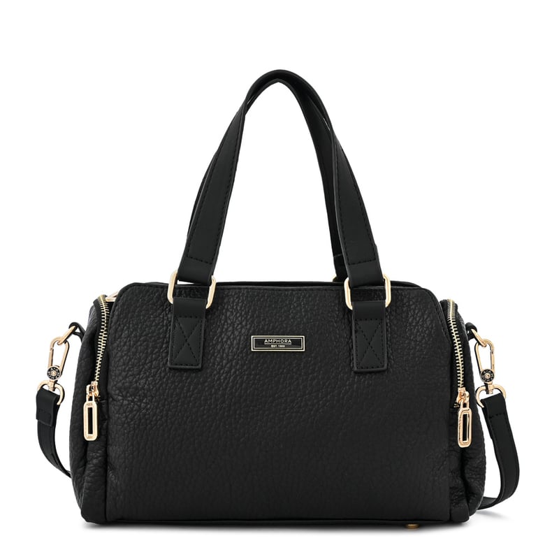 AMPHORA Cartera dos asas baul mediana cristel negro falabella
