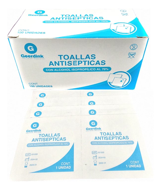 GENERICO Toallitas Antisépticas Con Alcohol Desinfectantes En Pad 100
