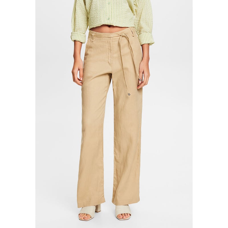 ESPRIT Pantalon Wide Leg De Lino Mujer Esprit ESPRIT falabella