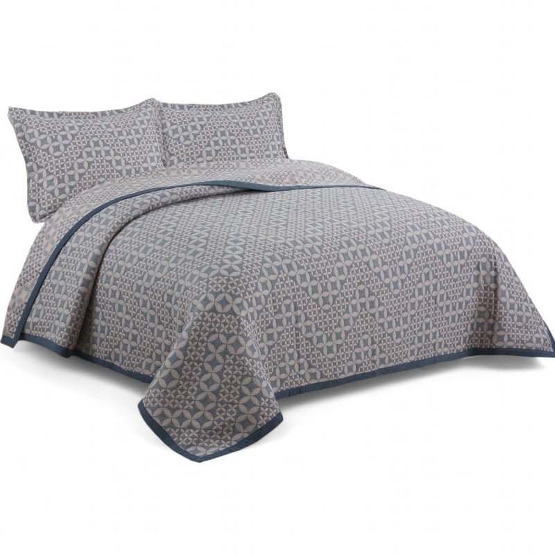GENERICO - Quilt Bordado Cobertor De Verano 2 Plazas 100% Algodón