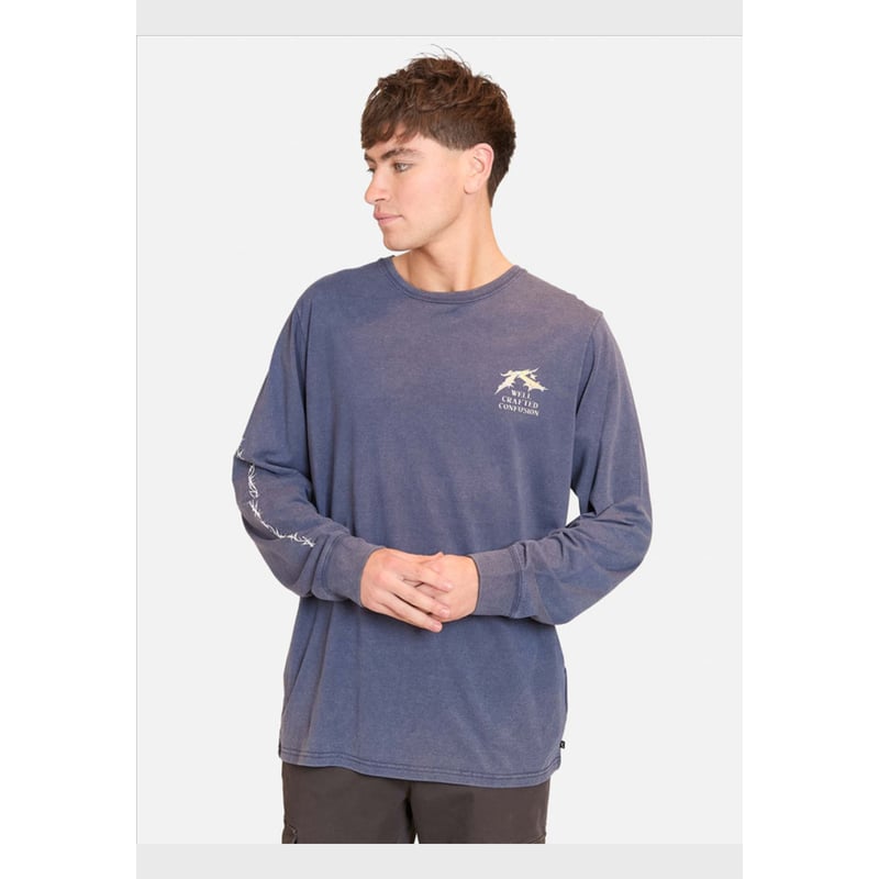 RUSTY Polera Manga Larga Confussion Azul Hombre Rusty falabella