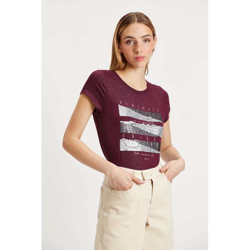 Polera Estampada Morado iO