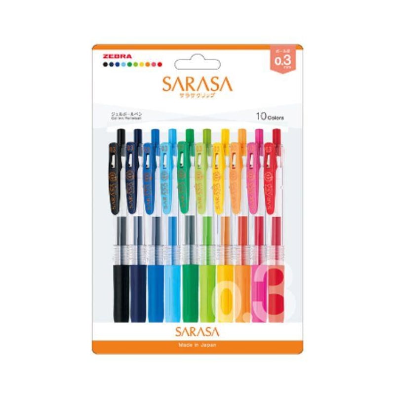 10 The Zebra Sarasa Clip 0.5mm Blauw Zwart (Japan import) door Zebra