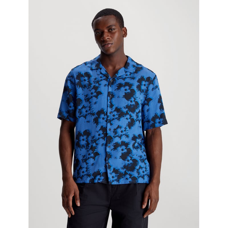 CALVIN KLEIN - Camisa Viscose Flower Azul Calvin Klein