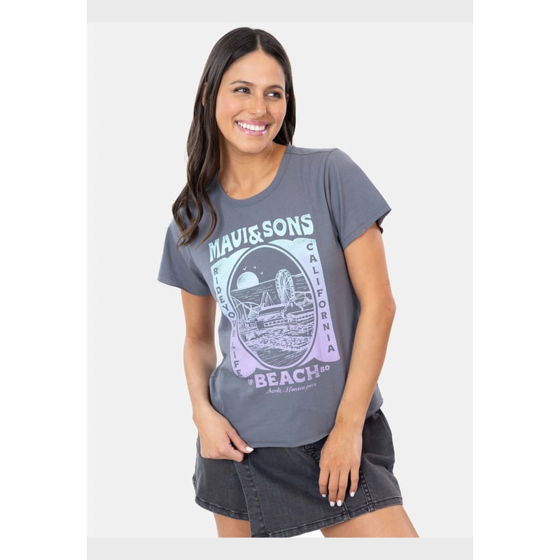 MAUI AND SONS Polera MC Beverly Gris Mujer Maui And Sons falabella