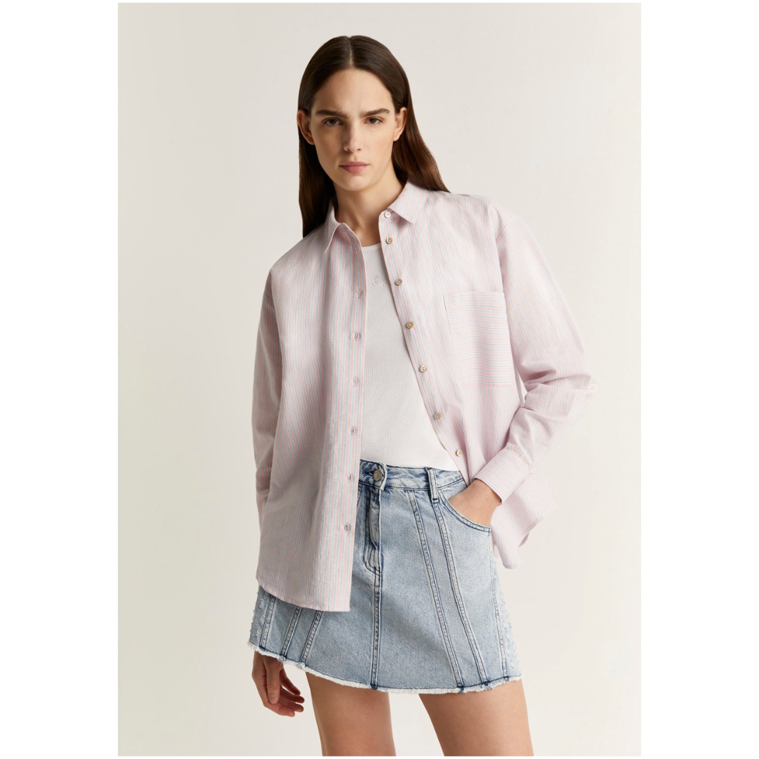 SCALPERS Camisa Lino Rayas Combinadas Pinkstripes Scalpers falabella