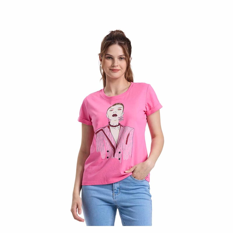 Polera Mujer Grafica Roll Up Rosado Fashion s Park