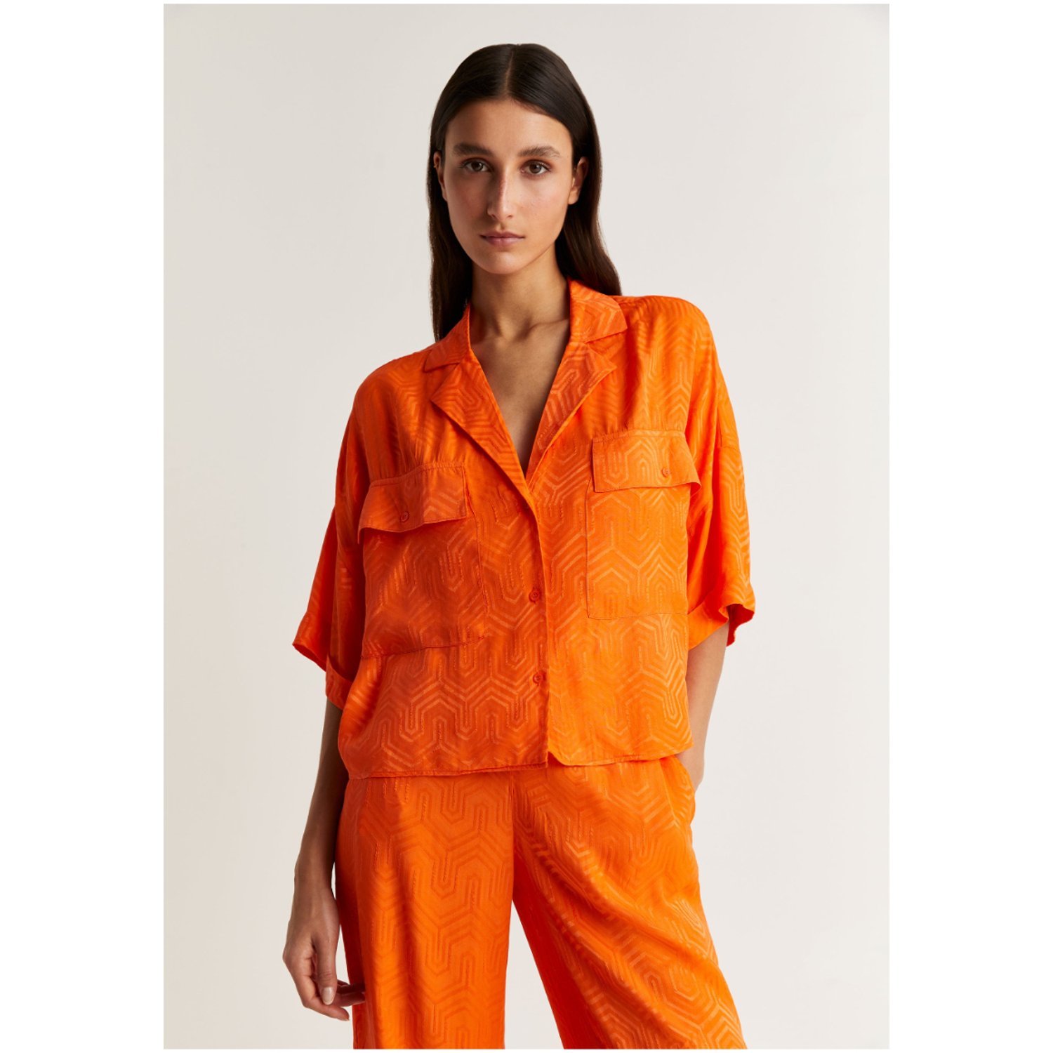 SCALPERS Camisa Pijamera Detalles Geometricos Orange Scalpers falabella