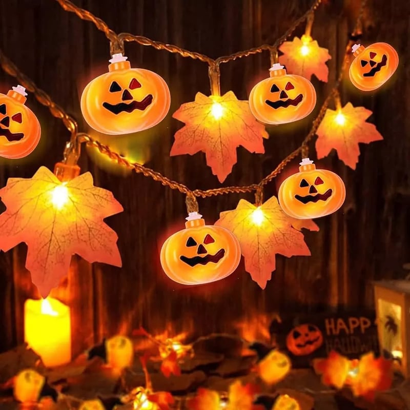 "Guirnalda De Luces De Calabaza De Hojas De Halloween 6m Led"