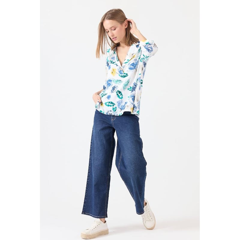 Blusa blanca estampada hotsell