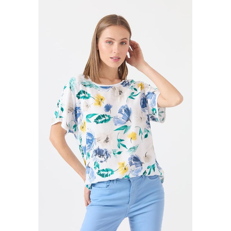 Blusa blanca estampada hotsell