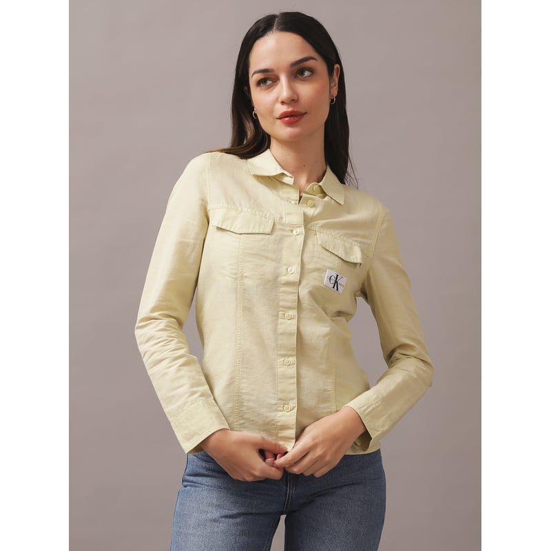 CALVIN KLEIN Camisa Long Sleeve Cotton Verde Calvin Klein falabella